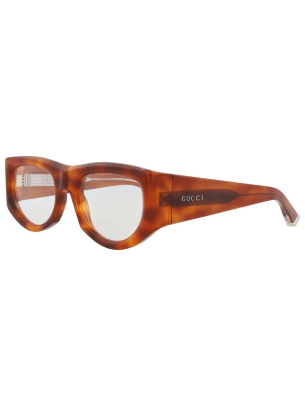 New Gucci Women's Sunglasses Cat Eye Recycled Acetate Frame Havana Havana